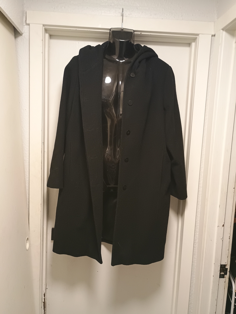 Black Hooded Button-Front Coat Anne Klein 12